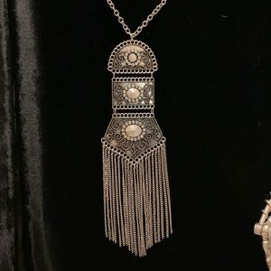 Silver modern deco necklace